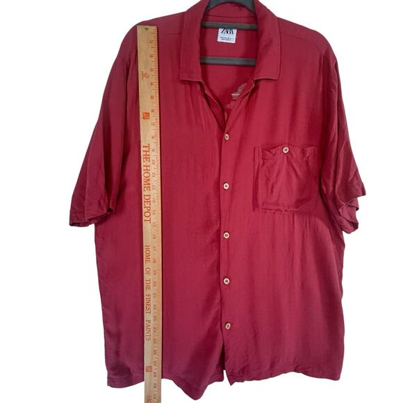 ZARA Mens Hawaiian Embroidered Shirt SIZE MEDIUM SEVENTH BEACH Button Camp Kawai - Picture 4 of 9